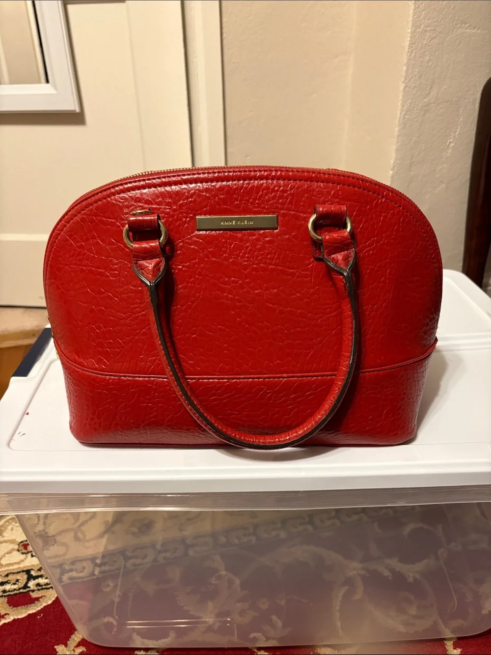 NWOT Anne Klein New Recruits  Red Dome Satchel Handbag